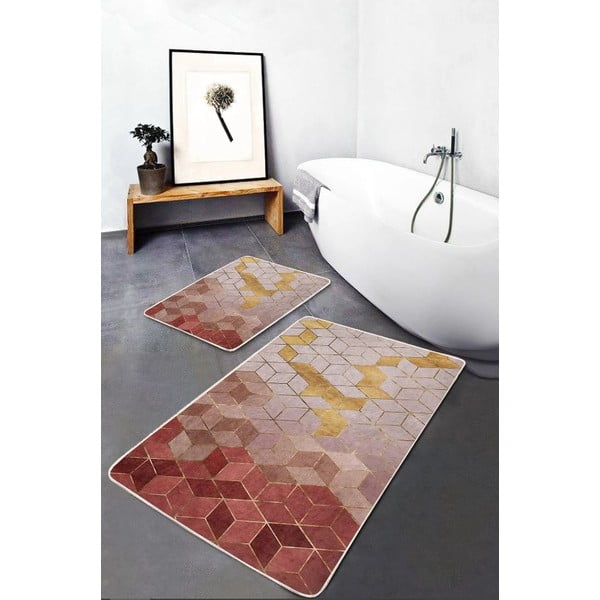 Roosad sametist vannitoamatid 2 tk komplektis 60x100 cm - Mila Home-image-2