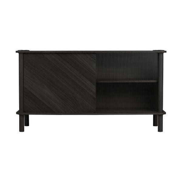 Must tammepuidust lükandustega vitriinkapp 135x73,5x48 cm Italic - UMAGE-image-1