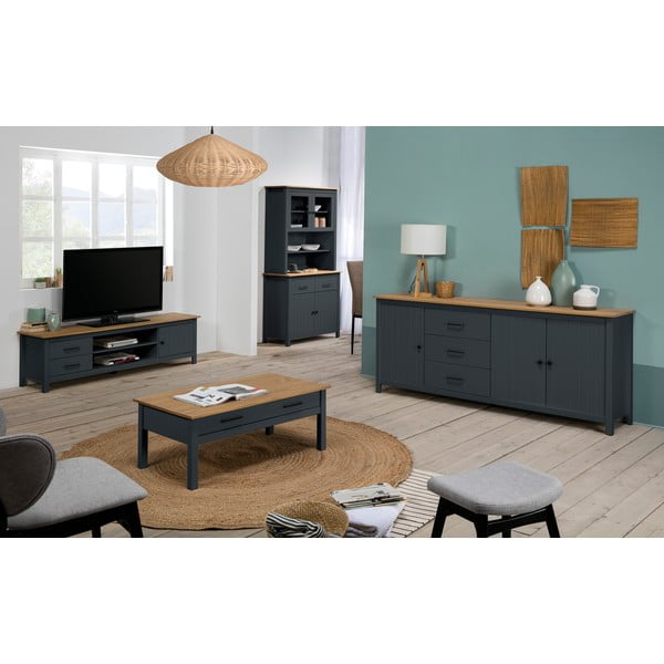 Tumesinine männi täispuidust kapp 90x180x40 cm Miranda – Marckeric-image-1