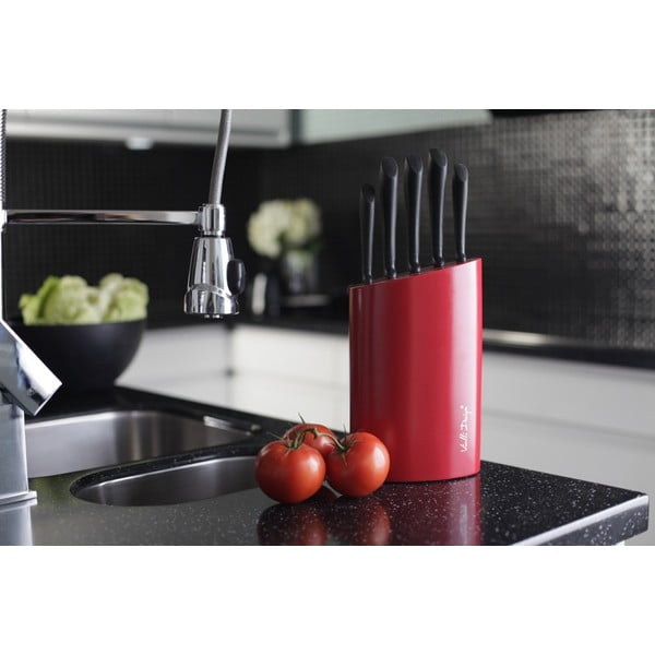 Červený stojan s pěti noži Vialli Design-image-3