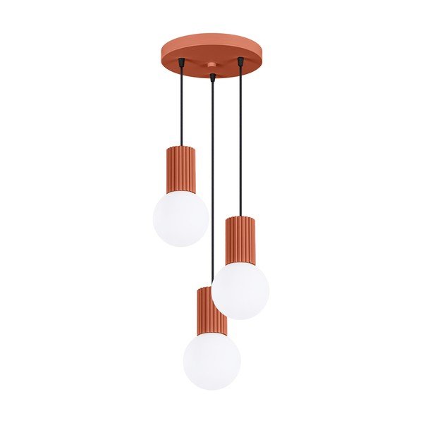 Terrakota värvi metallist ripplamp klaasist varjuga, läbimõõduga 25 cm Orbital - Sollux