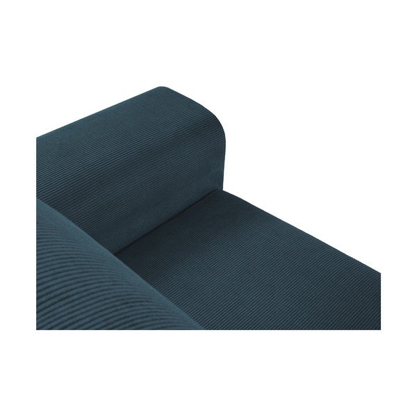 Tmavě modrá manšestrová rozkládací rohová pohovka Micadoni Home Moghan, levý roh-image-1