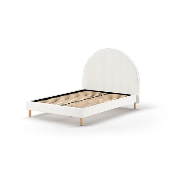 Valge pehme üheinimesevoodi koos restiga 140x200 cm MOON - Vipack-image-2