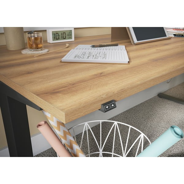 Elektriliselt reguleeritava kõrgusega tammedekooriga töölaud 80x180 cm Lissabon – Germania-image-3