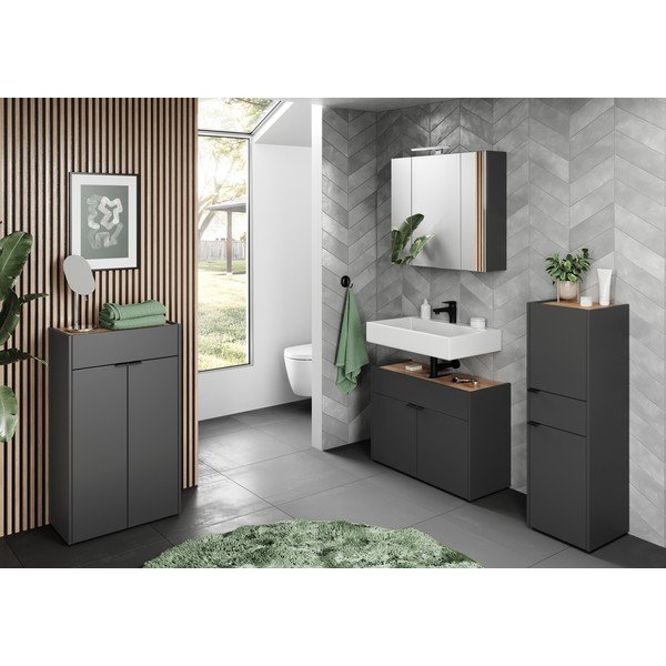 Antratsiitne kõrge vannitoakapp 34x111 cm Forano - Germania-image-3