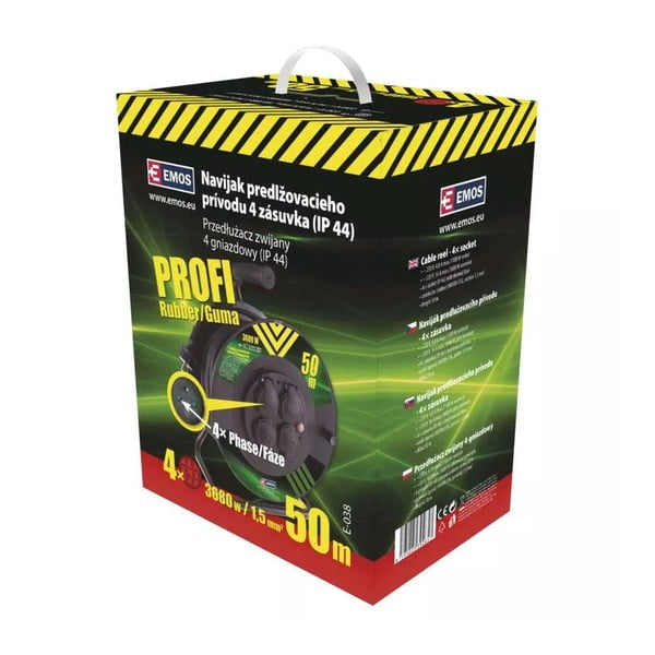 Must trumliga pikendusjuhe, 4 pistikupesaga 50 m - EMOS-image-1