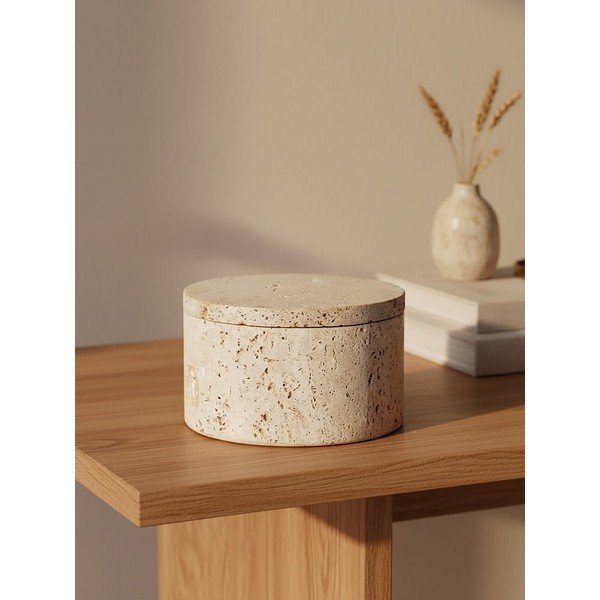 Dekoratiivne kivist hoiukast naturaalses värvitoonis ø 14x8 cm Tibor - Premier Housewares-image-1