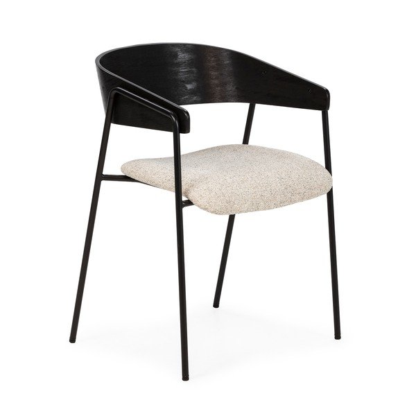 Mustad-beežid polsterdatud söögitoolid käetugedega, 2 tk komplektis Cora - MOME