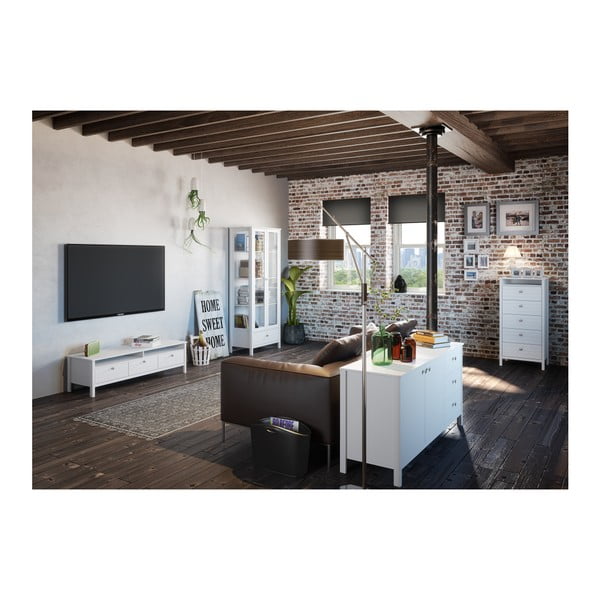 Bílá úzká komoda s 5 zásuvkami Steens New York, výška 120 cm-image-4