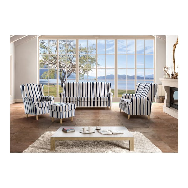 Sinine ja valge triibuline diivan , 193 cm Lorris - Max Winzer-image-3