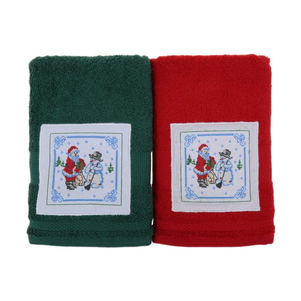 Sada 2 ručníků Kardan Adam Red&Green, 50 x 100 cm
