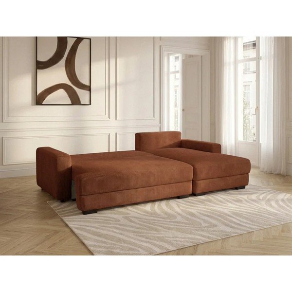 Oranž velvetist diivanvoodi/panipaigaga nurgadiivan (parem nurk/diivanvoodiga) Campi - Bobochic Paris-image-3