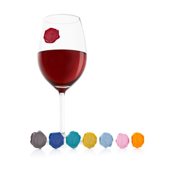 Sada 8 kusů samolepek na sklenici na víno Vacu Vin