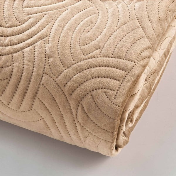 Helepruun sametist voodikatte ja padjapüüri komplekt 240x260 cm Solange - douceur d'intérieur-image-2