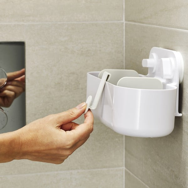 Valge plastikust vannitoa riiul ilma puurimata Duo - Joseph Joseph-image-3