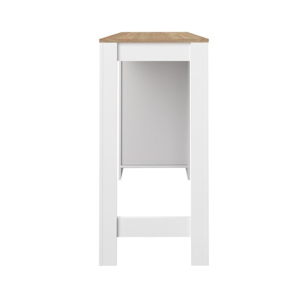 Bílý barový stolek s deskou v dekoru dubového dřeva TemaHome Aravis-image-4