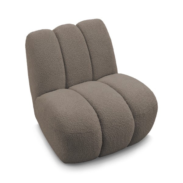 Hallikaspruuni värvi buklee kangast tugitool Janissaire - Bobochic Paris-image-4