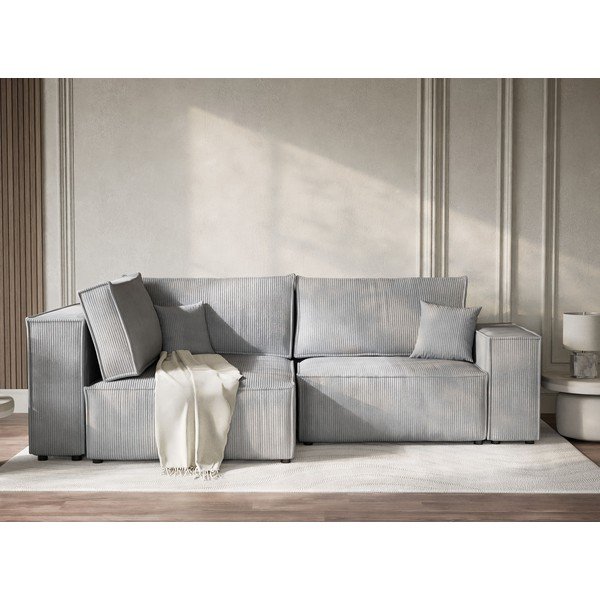 Hall velvetist diivanvoodi/panipaigaga nurgadiivan (vasak nurk/L-kujuline) Tonga - Maison de Rêve-image-1