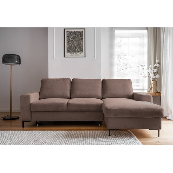 Pruun velvetist diivanvoodi (paremas nurgas) Lofty Lilly - Miuform-image-1