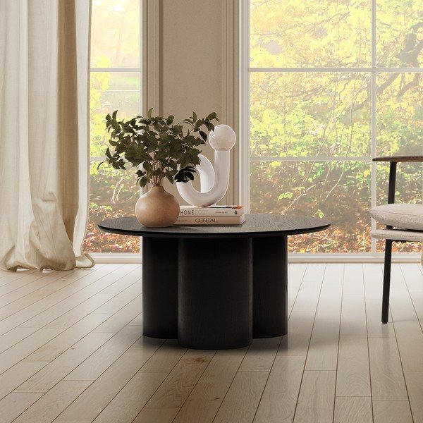 Must ümmargune kohvilaud ø 80 cm Lua - MOME-image-1