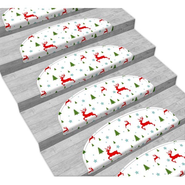 Punased/valged trepiastmed 16 tk 65x20 cm komplektis Christmas Deer and Tree - Vitaus-image-1