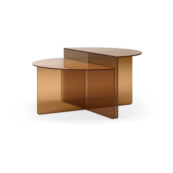 Pruunist klaasist ümmargused kohvilauad, 2 tk komplektis ø 80 cm Velta - MOME