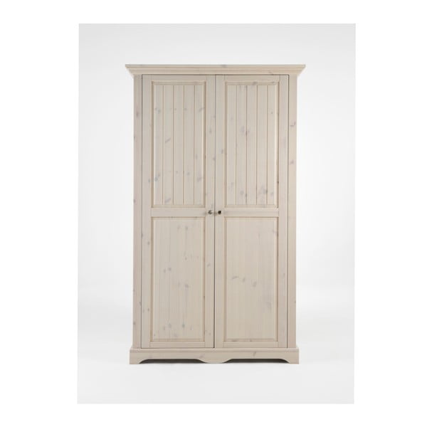Mléčně bíle lakovaná šatní skříň z borovicového dřeva Steens Lotta, 201,8 x 120 cm