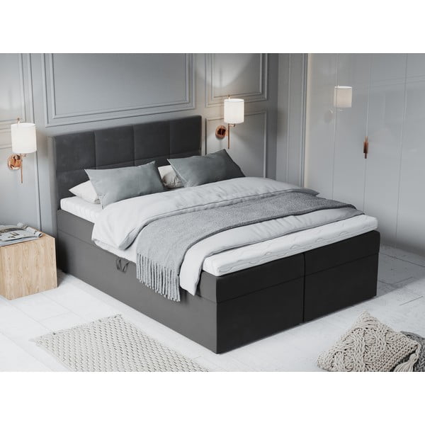 Tumehall boxspring-voodi koos panipaigaga 180x200 cm Mimicry - Mazzini Beds-image-1