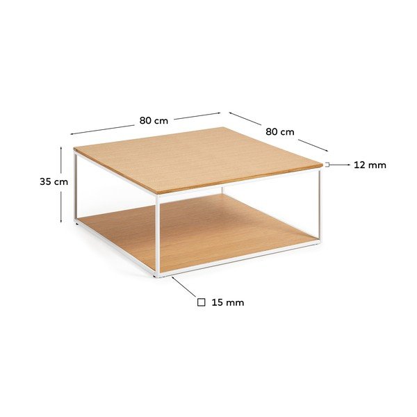 Tammeplaadiga kohvilaud 80x80 cm Yona - Kave Home-image-3