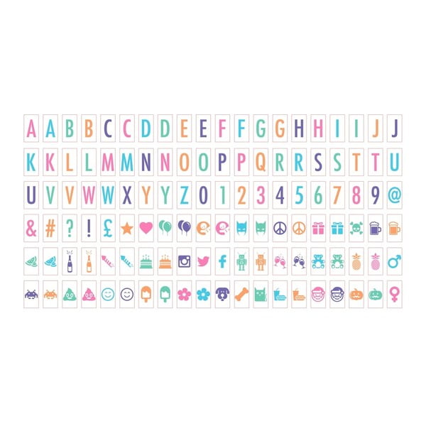 Sada 120 znaků pro světelný box Gingersnap Colored Letters