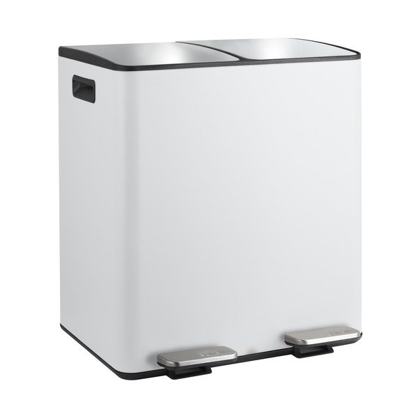 Matt valge terasest prügikast 2x20 l sorteeritud jäätmete jaoks/pedaaliga Aliya - Spirella