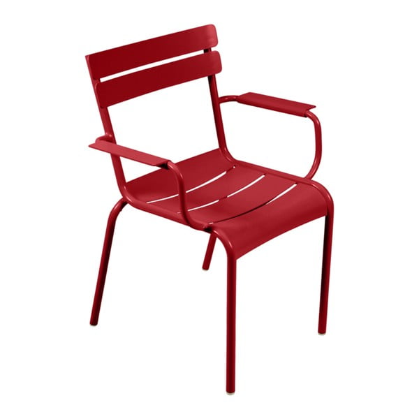 Červená zahradní židle s područkami Fermob Luxembourg