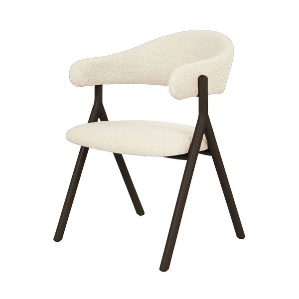 Must/kreemjas polsterdatud söögitool käetugedega Frances - Unique Furniture