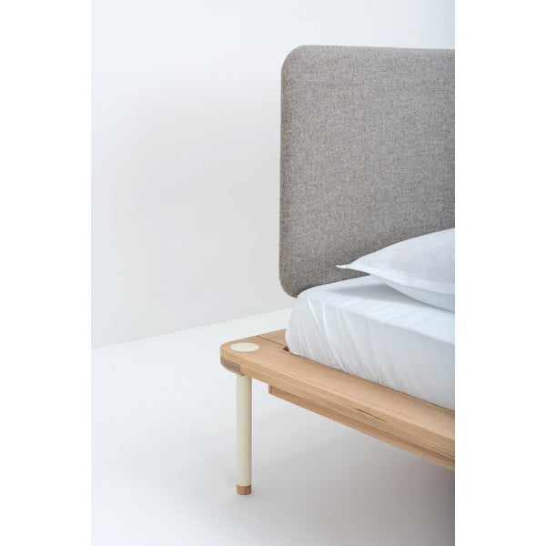 Hall/loomulik tammepuust kaheinimesevoodi koos võrega 140x200 cm Fina - Gazzda-image-3