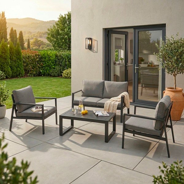 Antratsiitne alumiiniumist aia diivanikomplekt neljale Hilde - Bizzotto-image-1