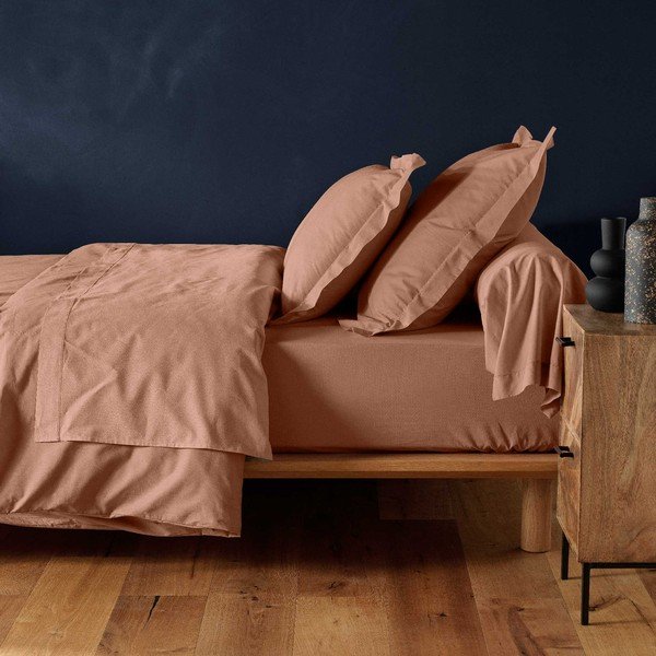 Lõhekarva puuvillane lina 160x200 cm Lina - douceur d'intérieur-image-1