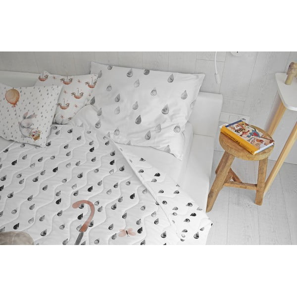 Valge puuvill-satiinist teki ja padjapüüride komplekt 140x200 cm Bunnies In The Rain – Butter Kings-image-1