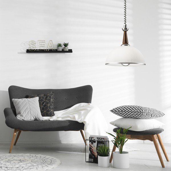 Hõbedane-tumepruun rippvalgusti klaasist varjuga ø 30 cm Ciara - LAMKUR-image-2