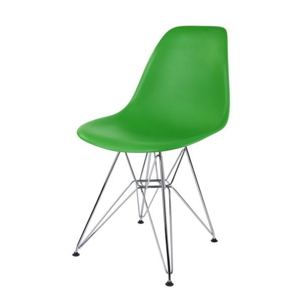 Zelená židle D2, chromové nohy