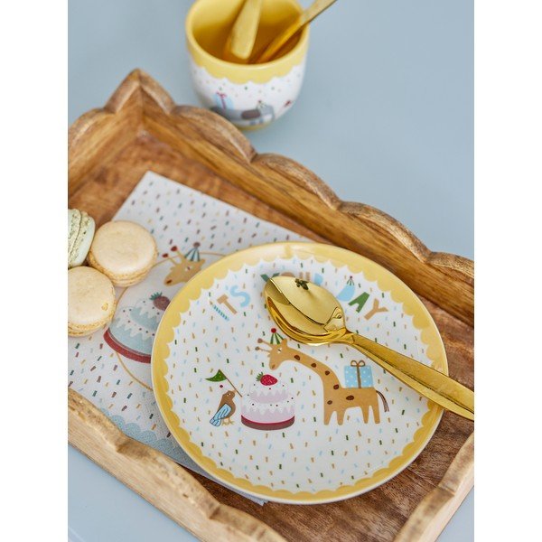 Kollane/kreemikas kivinõudest lastetaldrik ø 16 cm Celebrate - Bloomingville Mini-image-1