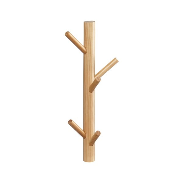 Bílý nástěnný věšák s 5 háčky z masivního borovicového dřeva Furniteam Design