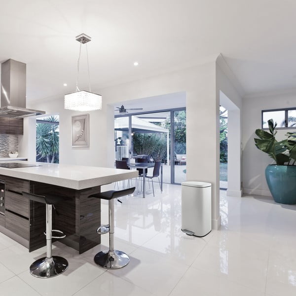 Matt valge terasest prügikast 50 l Akira - Spirella-image-2