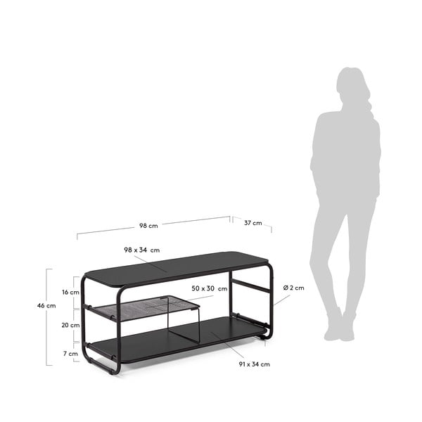 Must telerilaud , 98 x 46 cm Academy - Kave Home-image-4