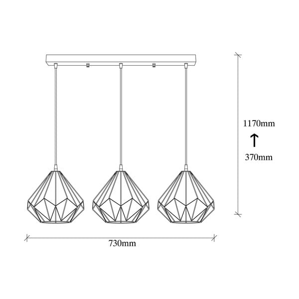 Must rippvalgusti metallist varjuga Diamond - Opviq lights-image-4