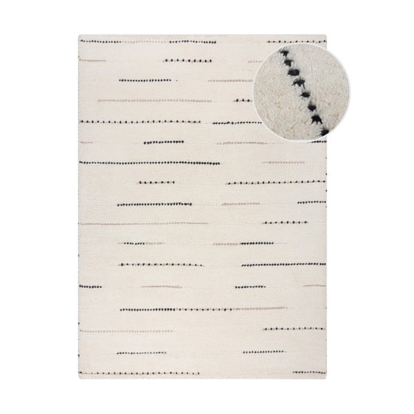 Kreem käsitsi kootud villane vaip 160x230 cm Dottie Linear - Flair Rugs