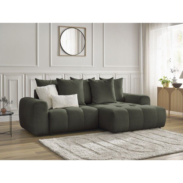 Khaki värvi šenillist panipaigaga nurgadiivanvoodi (parem nurk) Roxelane - Bobochic Paris-image-3