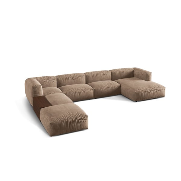 Helepruun bukleekangast modulaarne nurgadiivan (vasak nurk/U) Martina - Micadoni Home-image-1