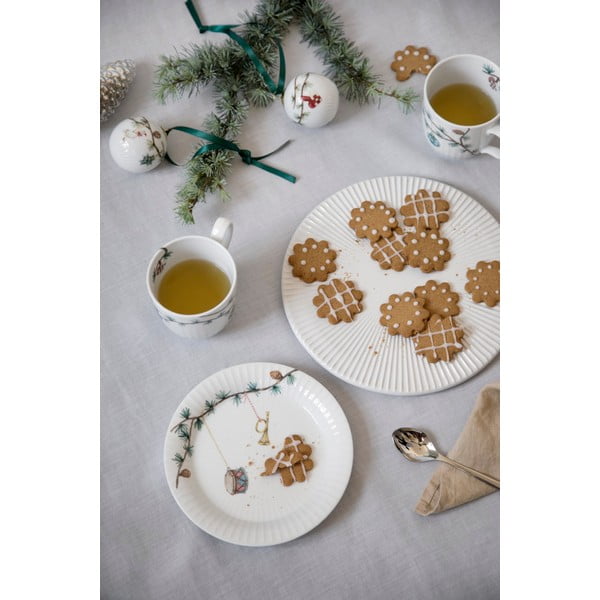 Valge jõulumotiiviga portselanist magustoidutaldrik ø 19 cm Hammershøi Christmas – Kähler Design-image-1