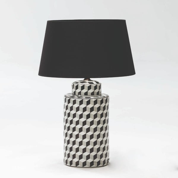 Černo-bílá keramikcá stolní lampa bez stínidla Thai Natura, výška 51 cm