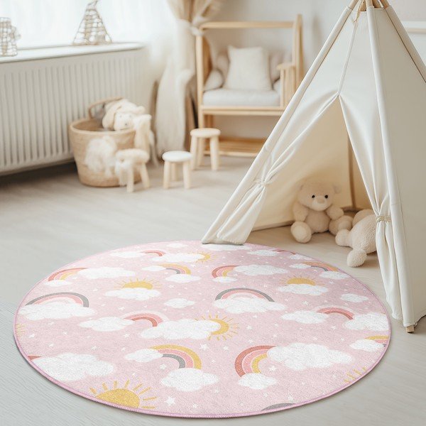 Roosa pestav laste mänguvaip ø150 cm Rainbow World - Mila Home-image-1